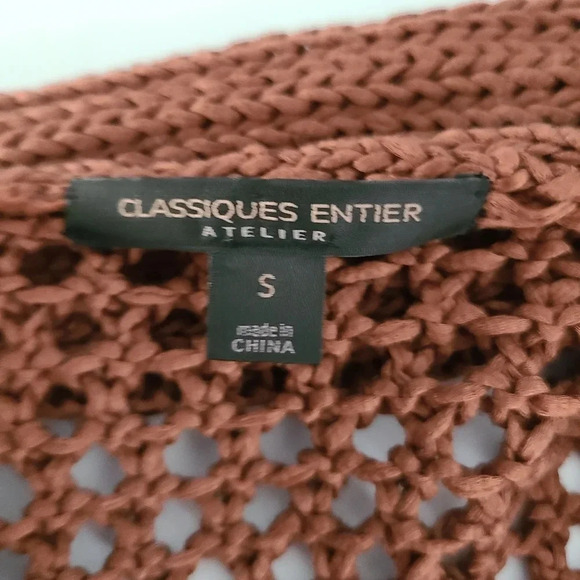 Classiques Entier Brown Crochet Knit Sleeveless Boho Cardigan S - Picture 5 of 6